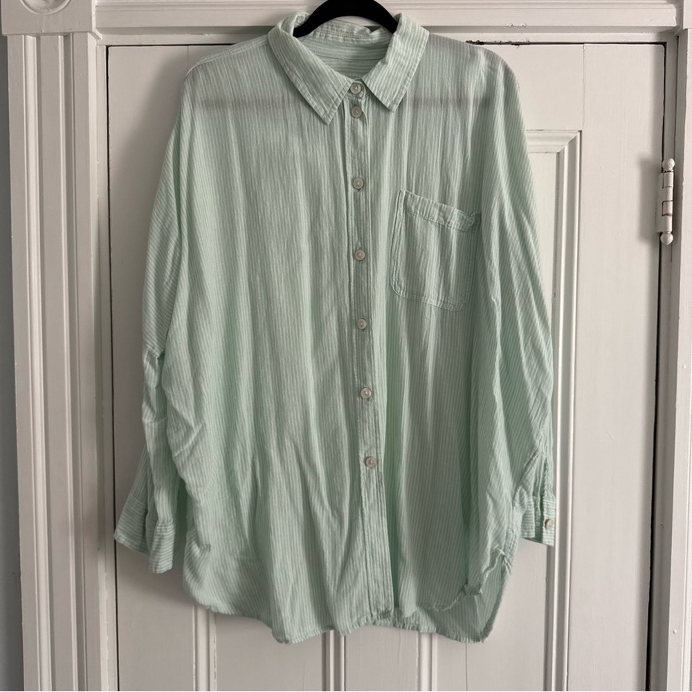 Mint Oversized Button Down Shirt - image 1